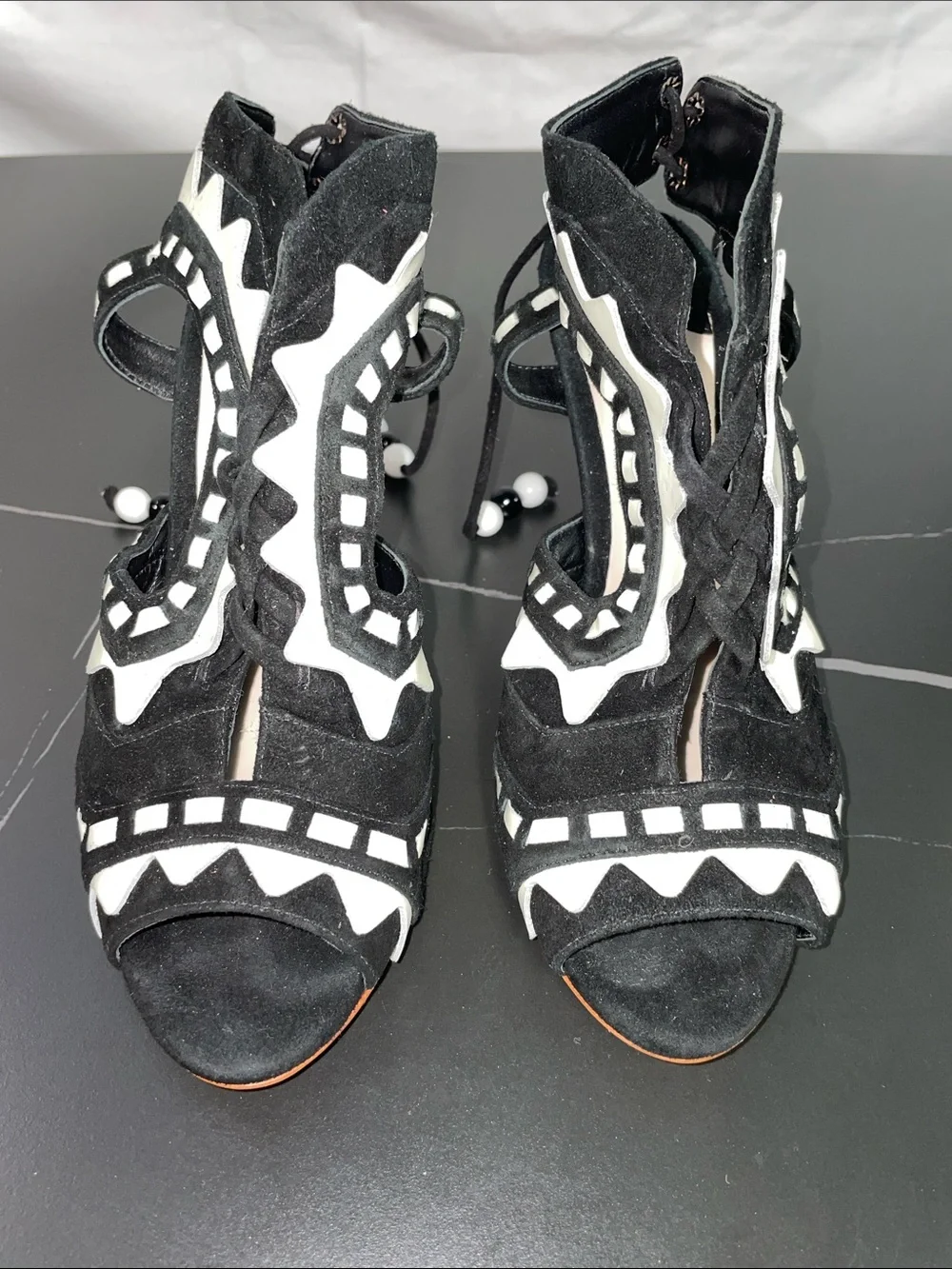 SOPHIA WEBSTER RIKO SUEDE AND LEATHER HEELS FTL-08-200